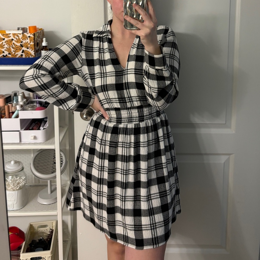 black and White Plaid Dress